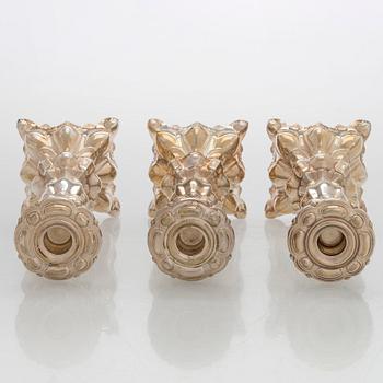 Kynttilänjalkoja, 3 kpl, hopea, Kultakeskus Hämeenlinna 1980 ja 1985.