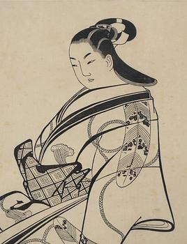 KAIGETSUDO DOSHIN (1711-1736), after, a colour woodblock print, Japan, 20th century.