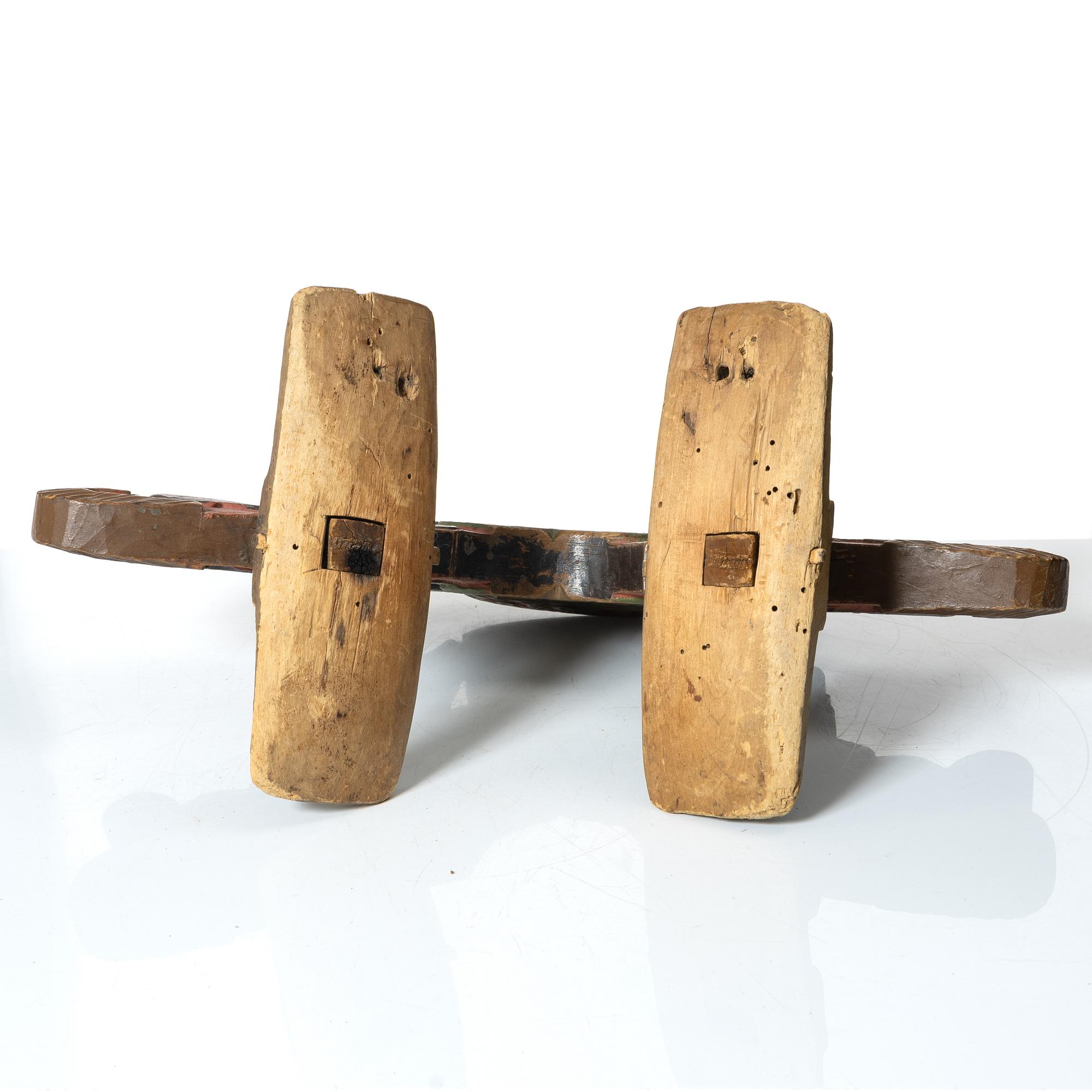 A Swedish carved and polychrome-painted part horse harness, 18th century.