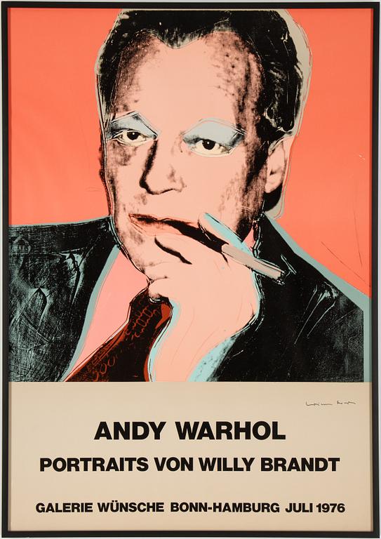 Andy Warhol, after, poster, 1976. Signed by Willy Brandt.