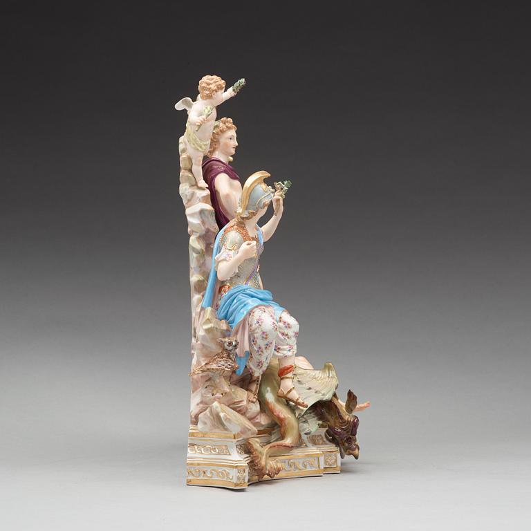A Meissen Allegorical figure group, ca 1900.