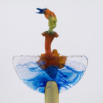 Kjell Engman, skulptur "Kluven", Kosta Boda 1991, unik.
