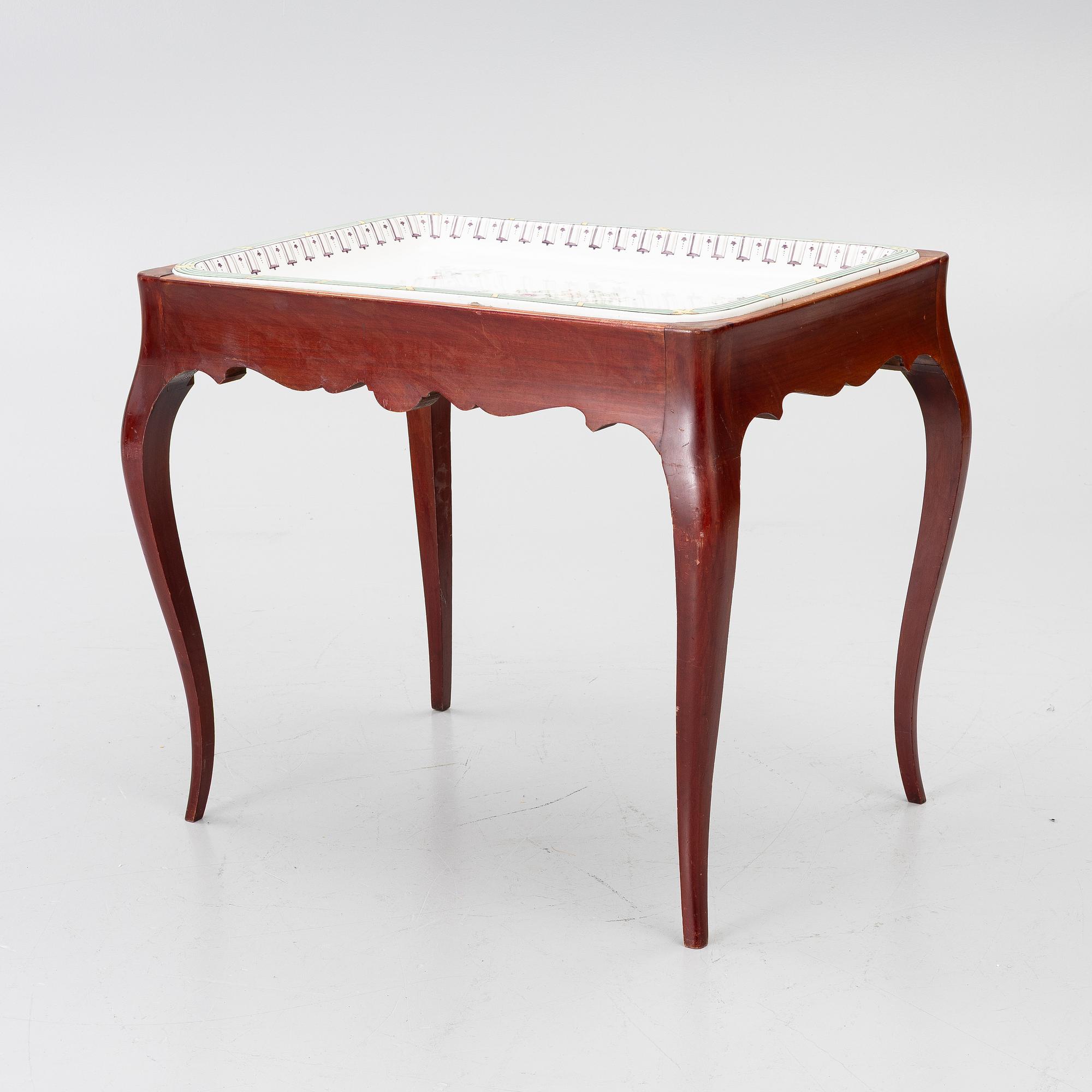 Tea table, Rococo style, Rörstrand, 19th century.