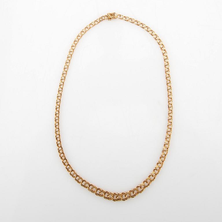 Necklace 18K gold Curt Hallberg Köping 1972 graduated Bissmark link.