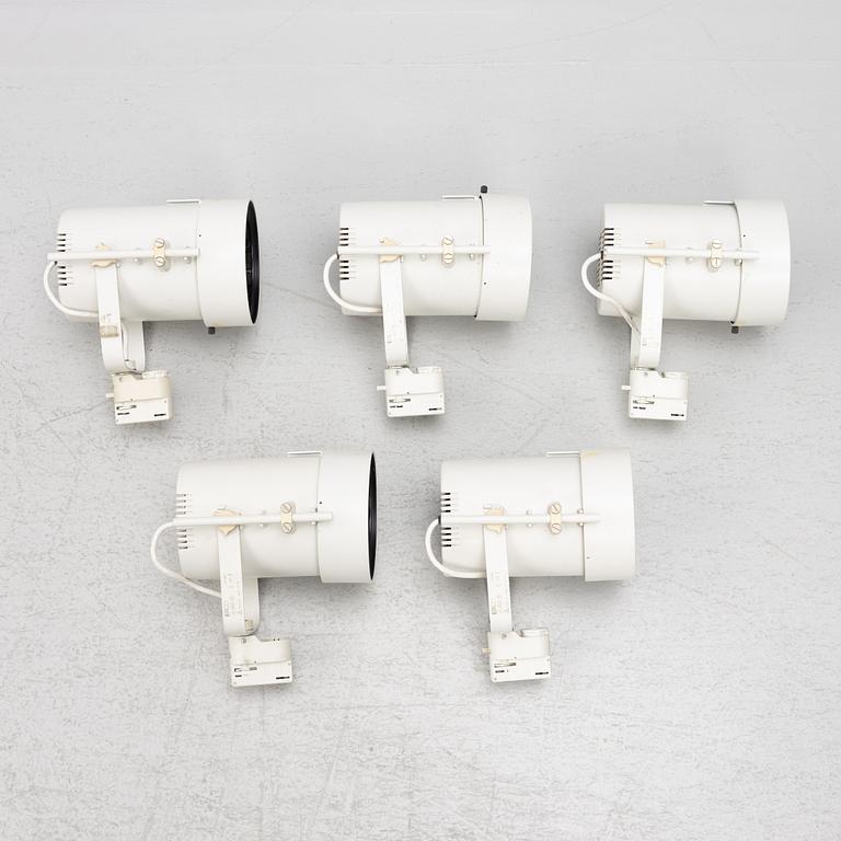 Five spotlights from Erco, end of the 20th century.