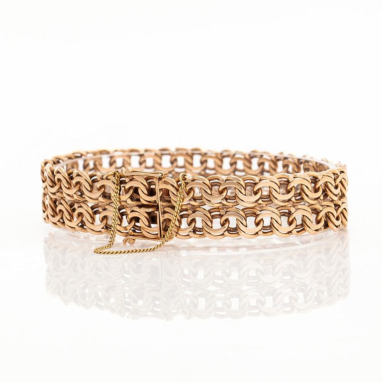 Rannekoru, bismarck ketju, 14K kultaa, Westerback, Helsinki 1964.