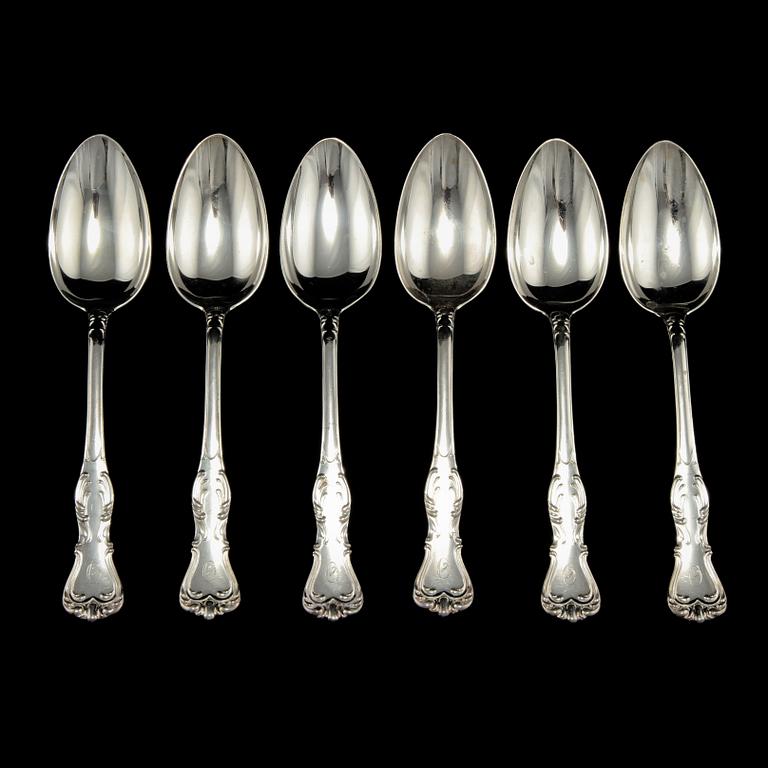 BESTICKSERVIS, 18 delar, silver, "Prins Albert" CG Hallberg, Stockholm 1948-1950. Totalvikt 1600 g.