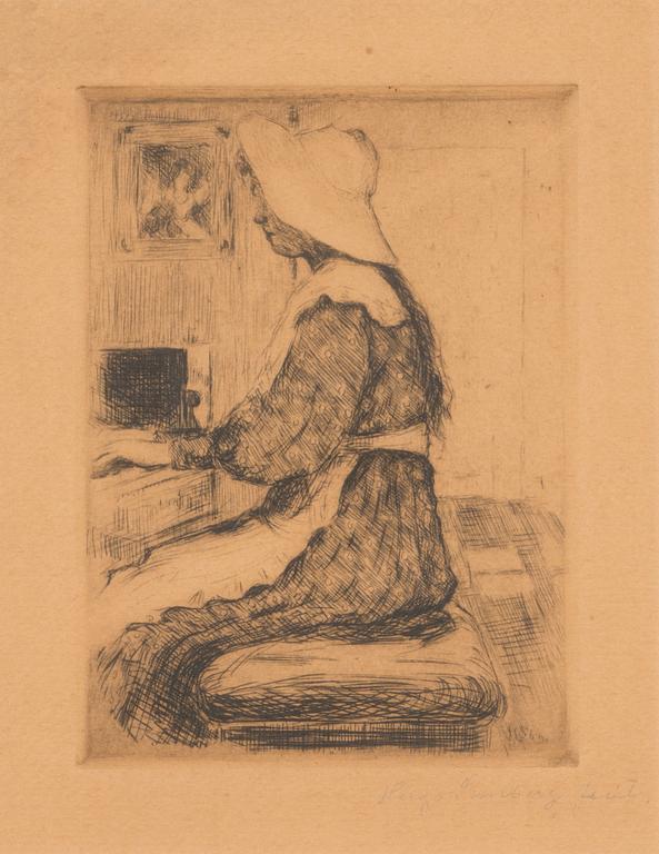 Hugo Simberg, viivasyövytys ja kuivaneula, laattasigneerattu ja signeerattu fecit lyijykynällä.