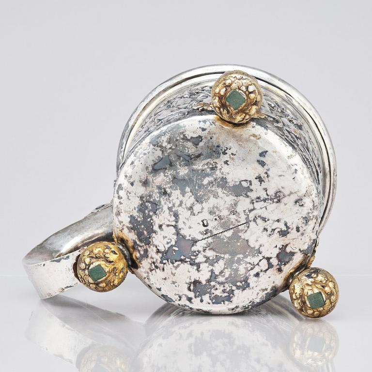 Ferdinand Sehl dä, dryckeskanna, delvis förgyllt silver, Stockholm 1693. Barock.