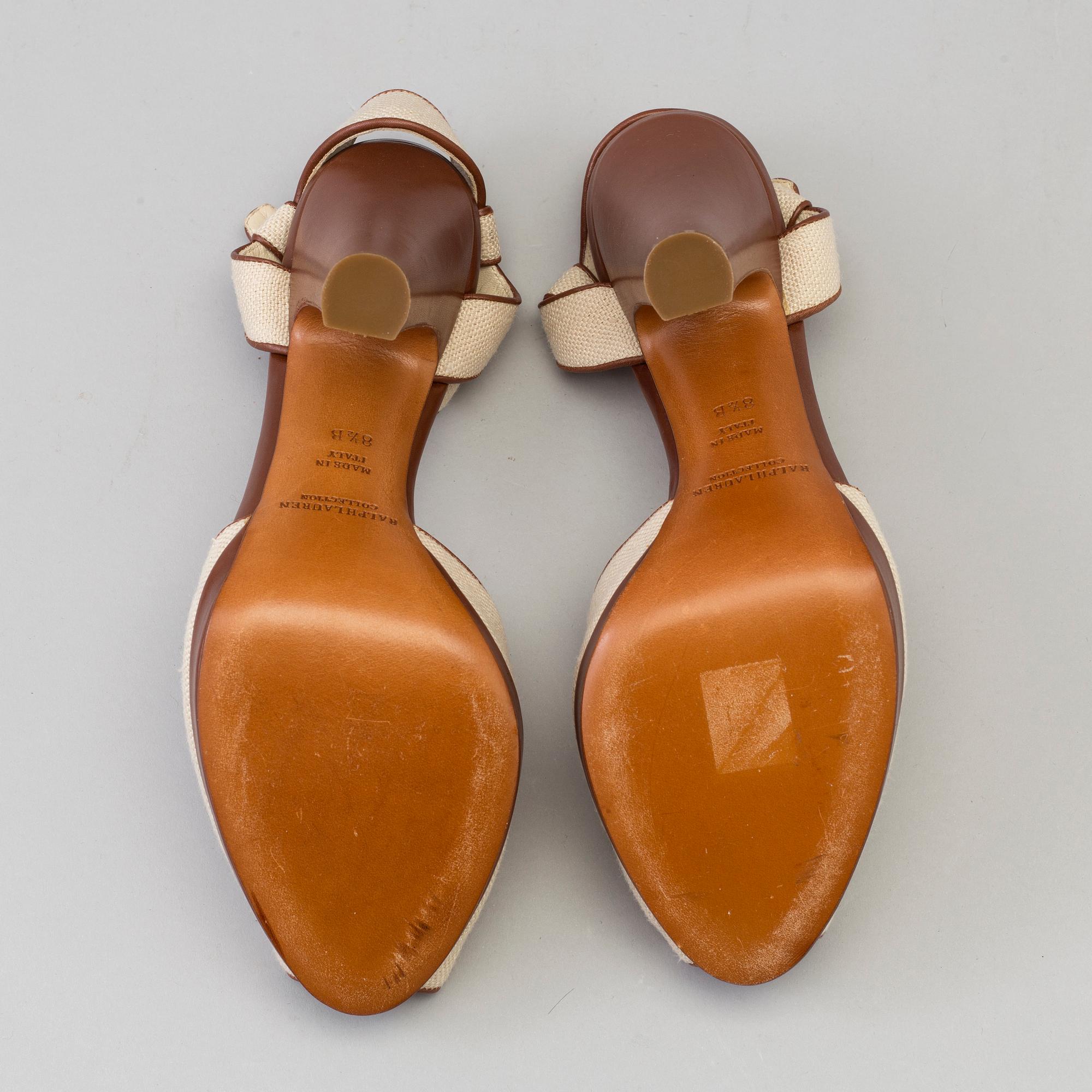 High heeled sandals by Ralph Lauren.