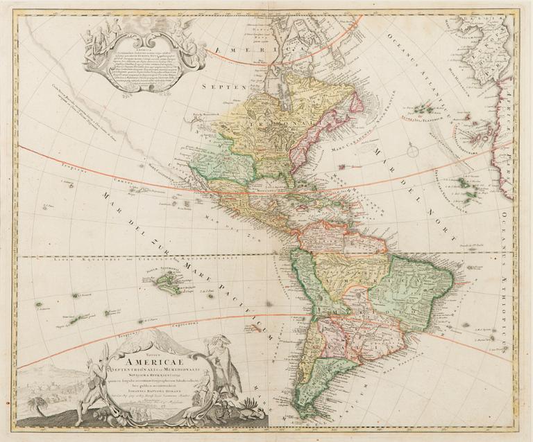 A MAP, Americae, I.B. Homan, ca 1750.
