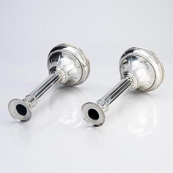 A pair of Swedish 18th century silver candlesticks, marks of Fredric Meyer, Karlshamn 1787.