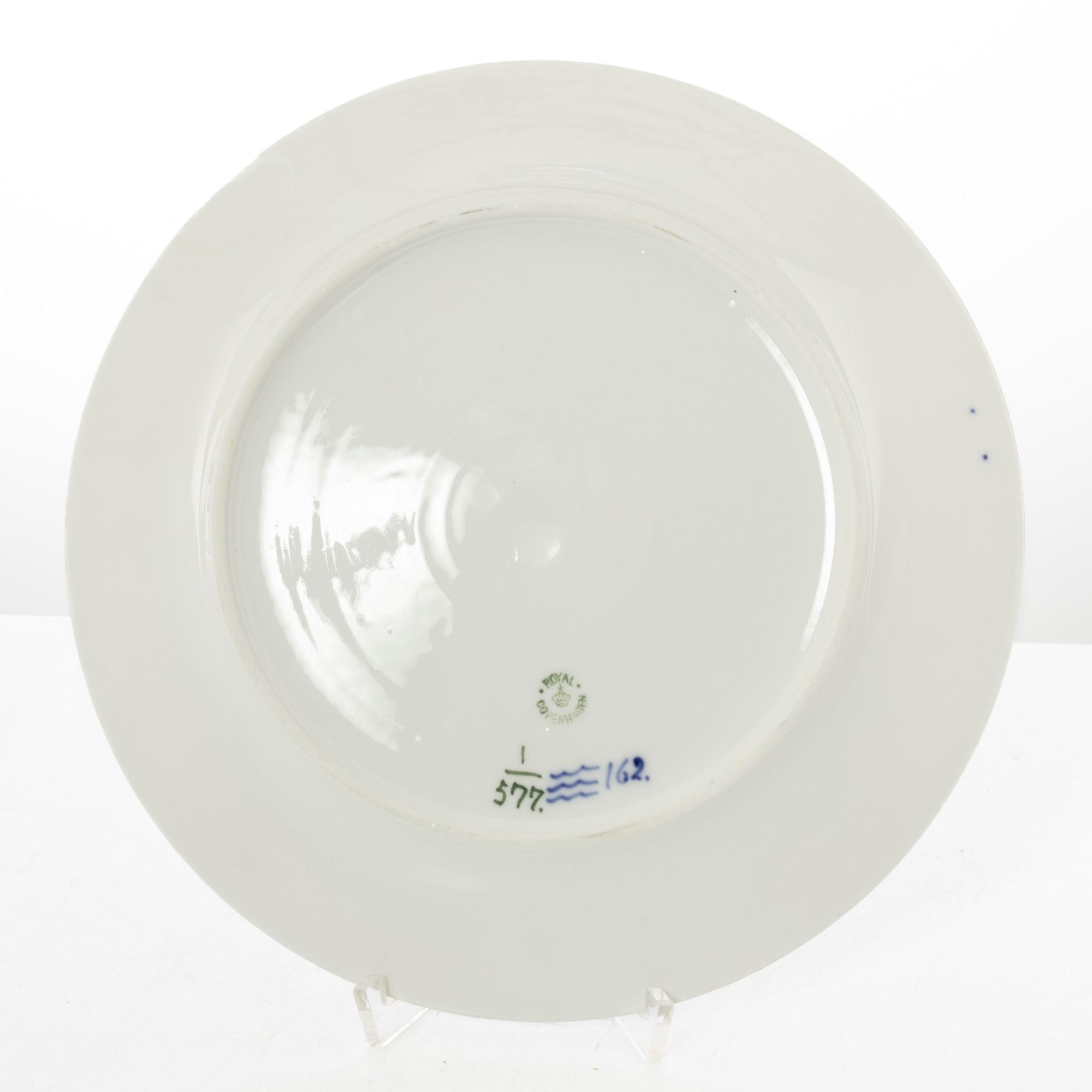 Royal Copenhagen, 35 pieces of a porcelain 'Blue Fluted' half lace dinner service, Denmark, 1889-1978.