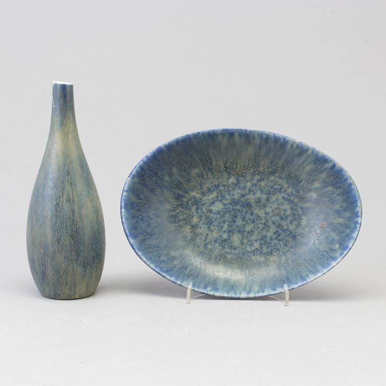 CARL-HARRY STÅLHANE, vase and bowl, stoneware, Rörstrand, second half of the 20th century.