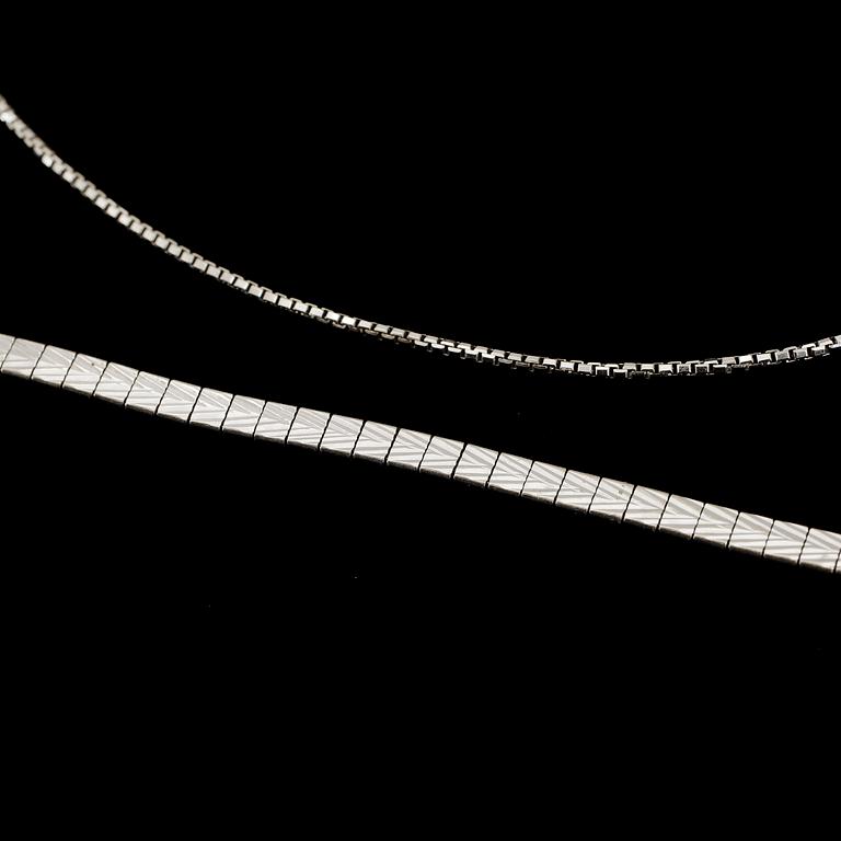 ARMLÄNK SAMT HALSKEDJA, vitguld 18K, bla Balestra. Tot ca 14 gram.