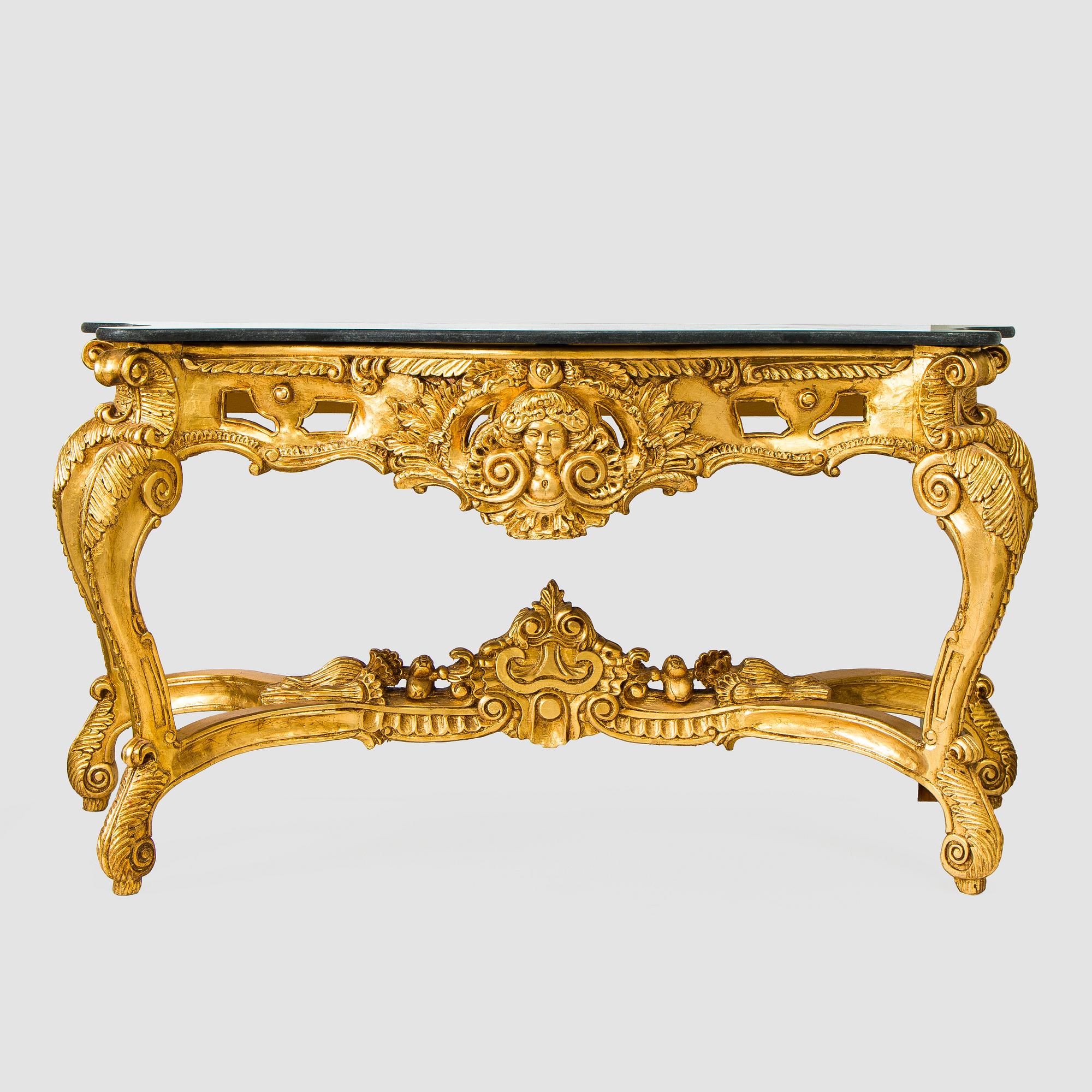 Mirror with console table, Baroque style, late 20th century.