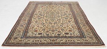 A fine part silk Nain Tudeshk carpet, Central Persia c. 290 x 157 cm.