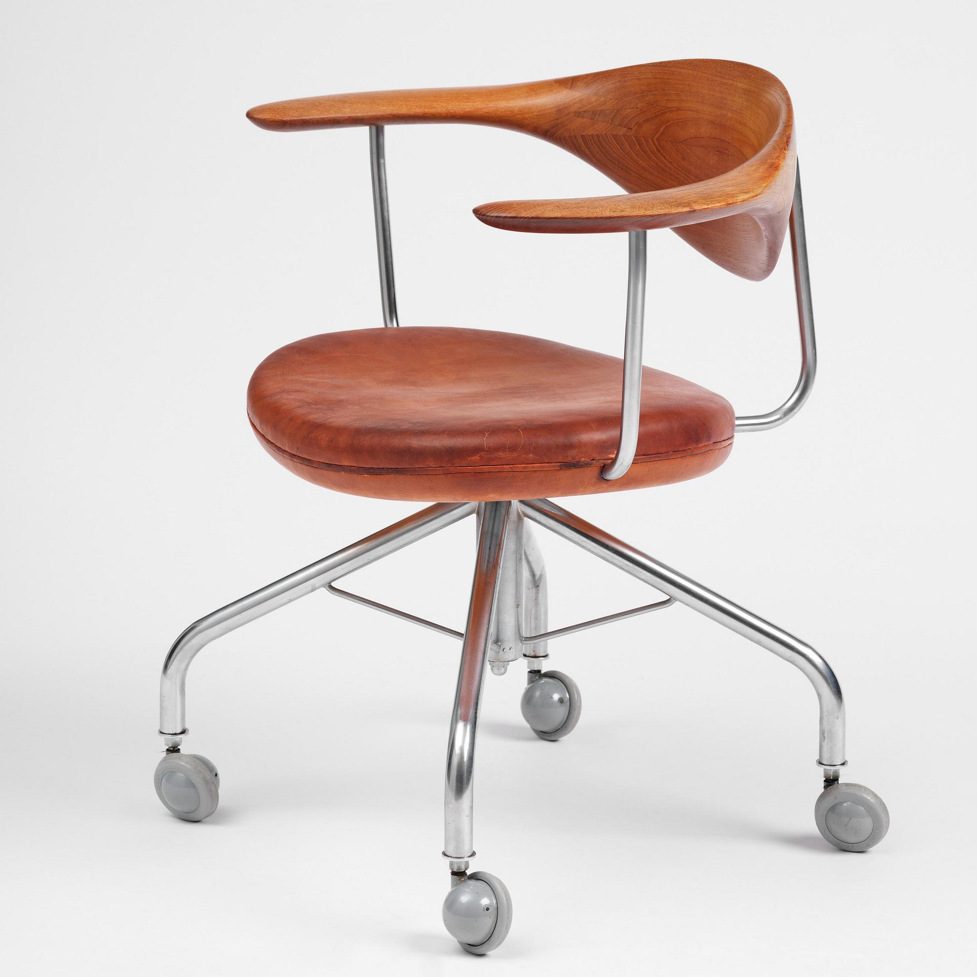 Hans J. Wegner, skrivbordsstol, "Swivel Chair" modell "JH502", Johannes Hansen, Danmark, 1950-60-tal.