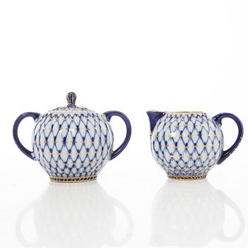 Coffee and tea service, 32 pieces, "Cobalt Net", Lomonosov, Soviet Union.