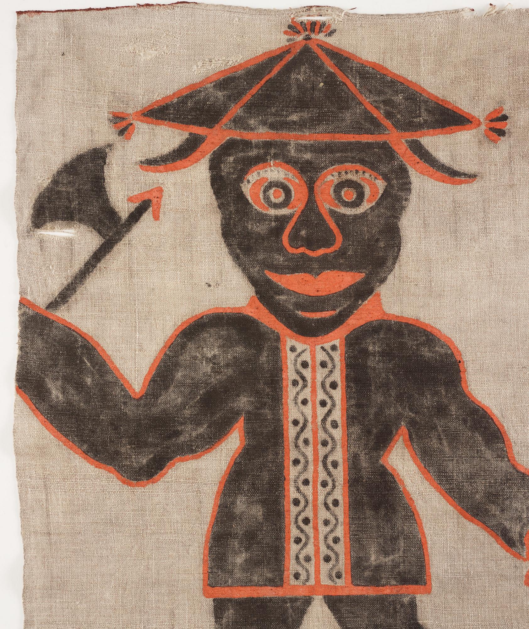 A Swedish painted wolf hunting banner, later part 18th century/early 19th century.