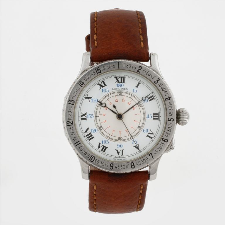 LONGINES, Lindbergh Hour Angle Watch, designed by Charles Lindbergh, wristwatch, 38 mm.