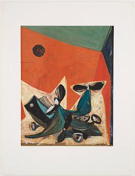 CO Hultén, gouache on cardboard, signed and executed 1942.