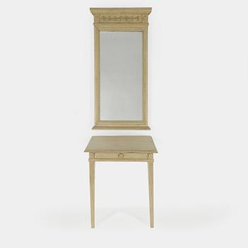 SPEGEL och KONSOLBORD, gustaviansk stil, 1900-tal.