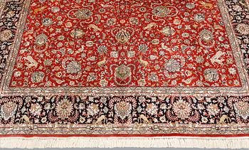 A pictoral orientalisk silk carpet, ca 284 x 180 cm.