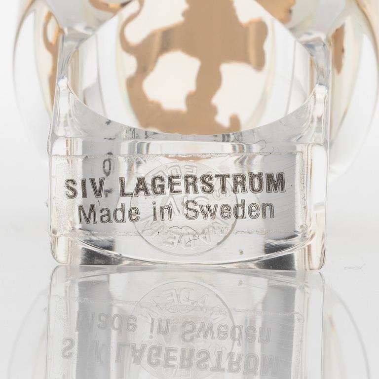 Siv Lagerström, three rings, acrylic plastic. Engravings from the 1970s.