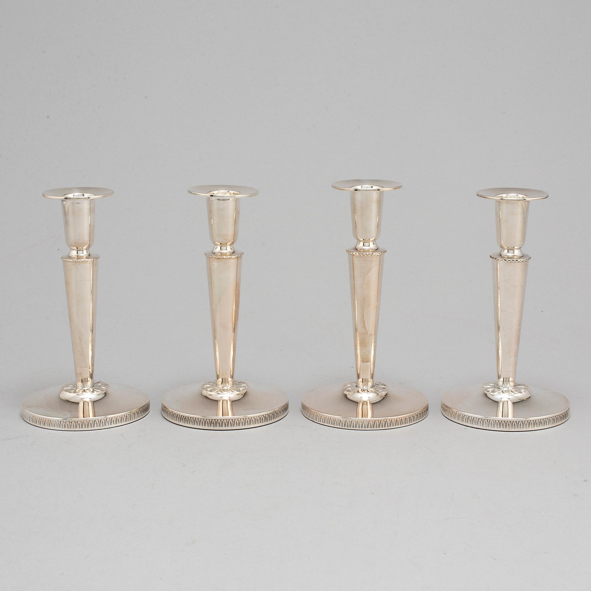 Four silver candle sticks, Göteborg, 1980's.