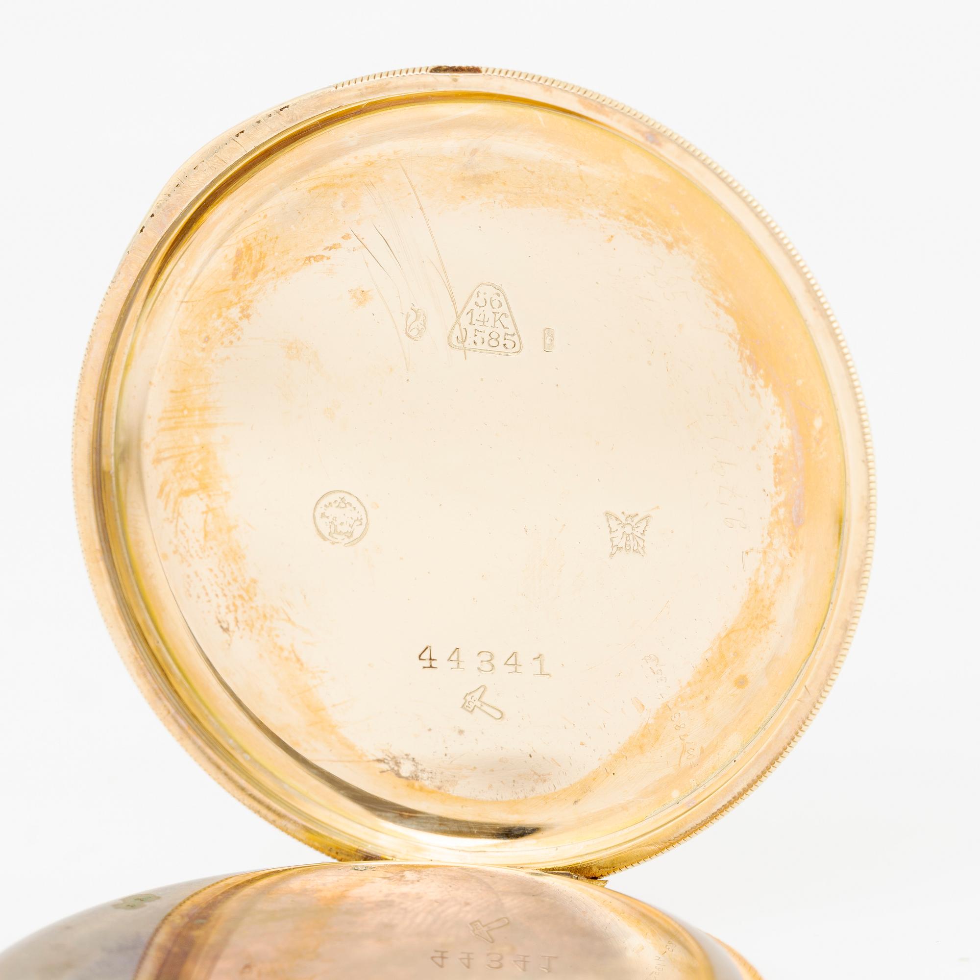 Fickur, urtavla av pärlemor, 14K guld, 48 mm.