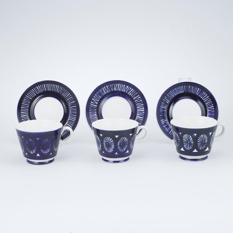 TEKOPPAR, 3 st, porslin, "Fiesta", Ulla Procopé, Arabia.