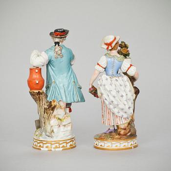 FIGURINER, ett par, porslin, Meissen. Tidigt 1900-tal.