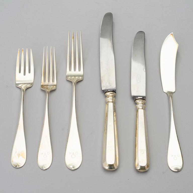 CUTLERY, 72 pcs, silver, Suomen Kultaseppä oy, Turku, Finland 1938. Silver weight circa 2080 g.