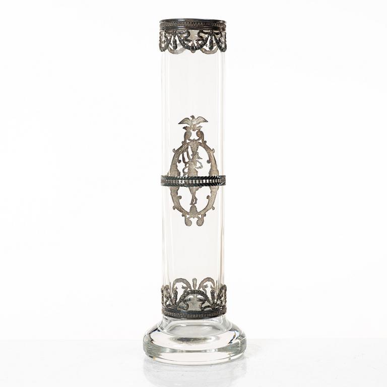 Vase, glass and silver plate, Topazio Casquinha, Portugal.