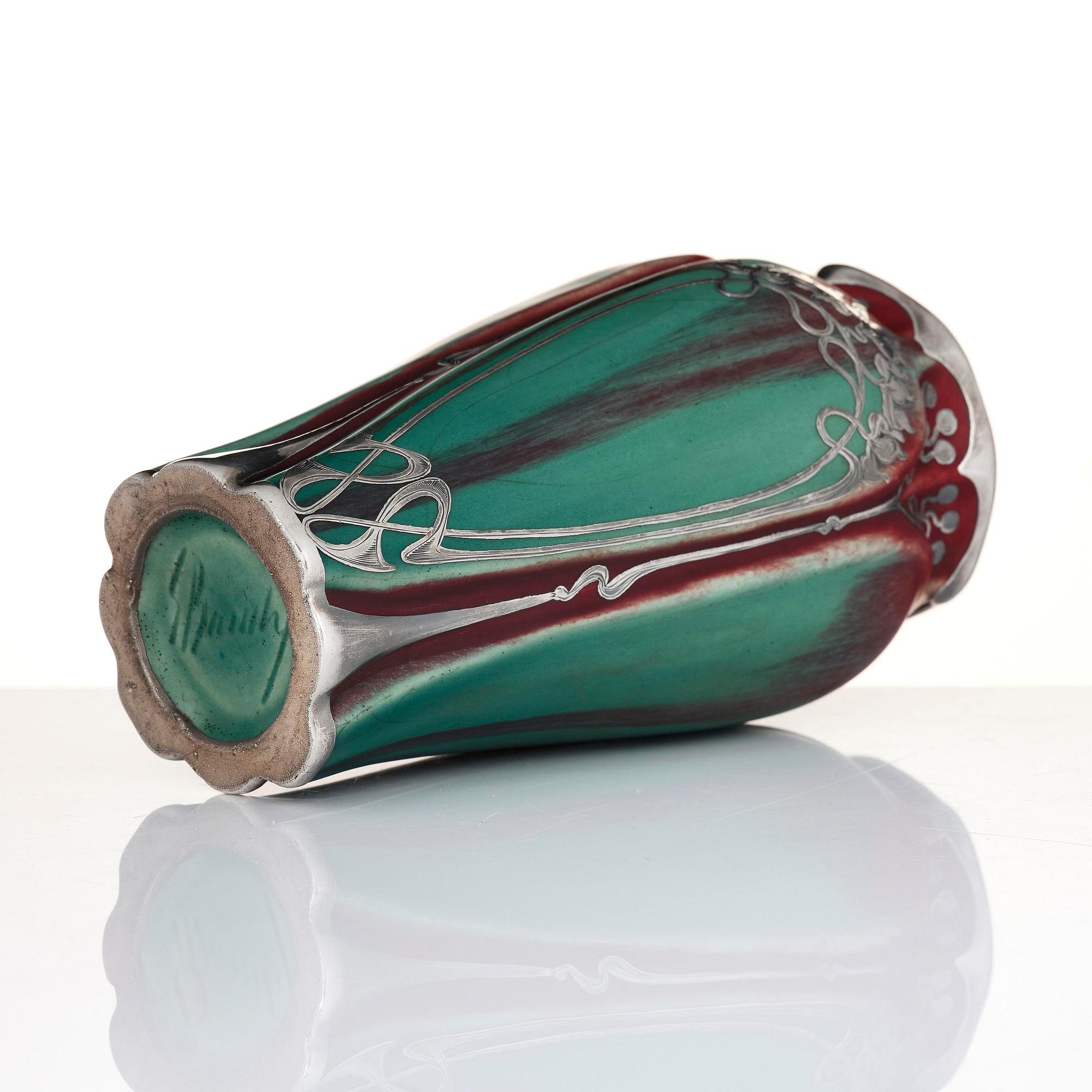 Eugene Baudin, an Art Nouveau glazed ceramic vase, France.