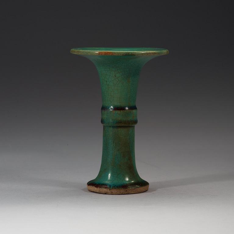 A turquoise bronze shaped vase, Qing dynasty 17th century.