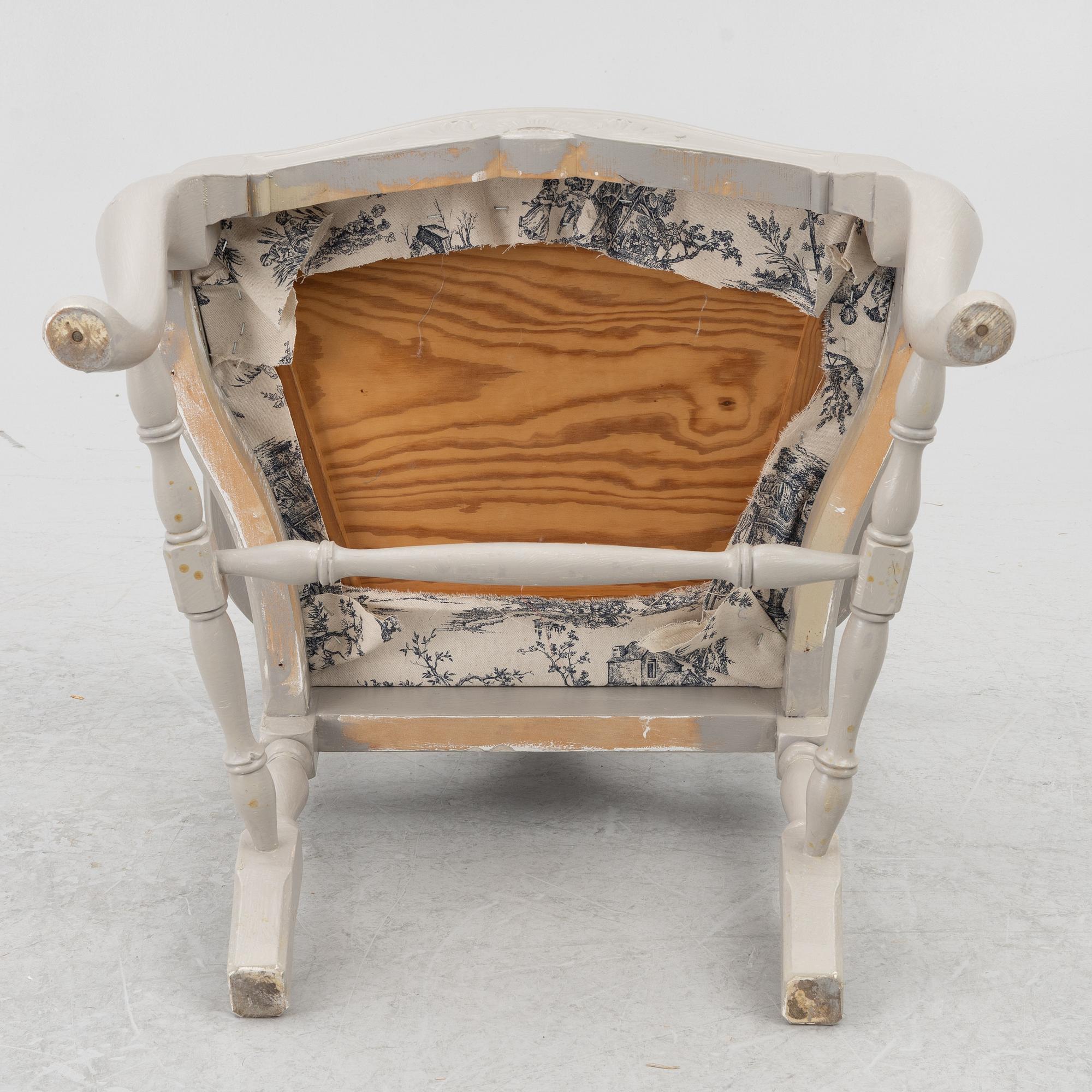 Dining table, 2 armchairs, 6 chairs, Rococo style, 20th century.