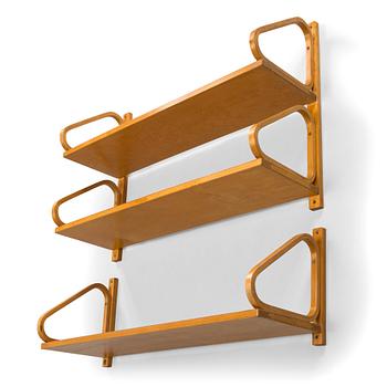 Alvar Aalto, Two mid-20th century wall shelves for O.Y. Huonekalu- ja Rakennustyötehdas A.B, Finland.