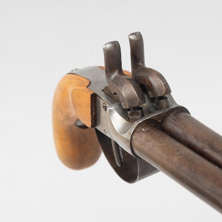 Percussion pistols 2 pcs, double-barrelled. Second half of the 19th century.