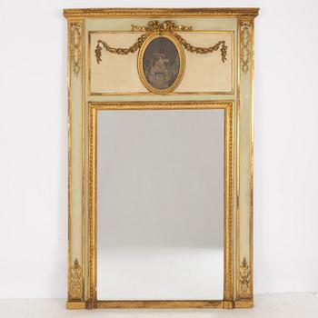 Wall panel with mirror, around the year 1900.