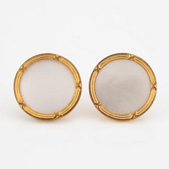 Cufflinks/shirt studs, 6 pcs, gilded and mother-of-pearl,