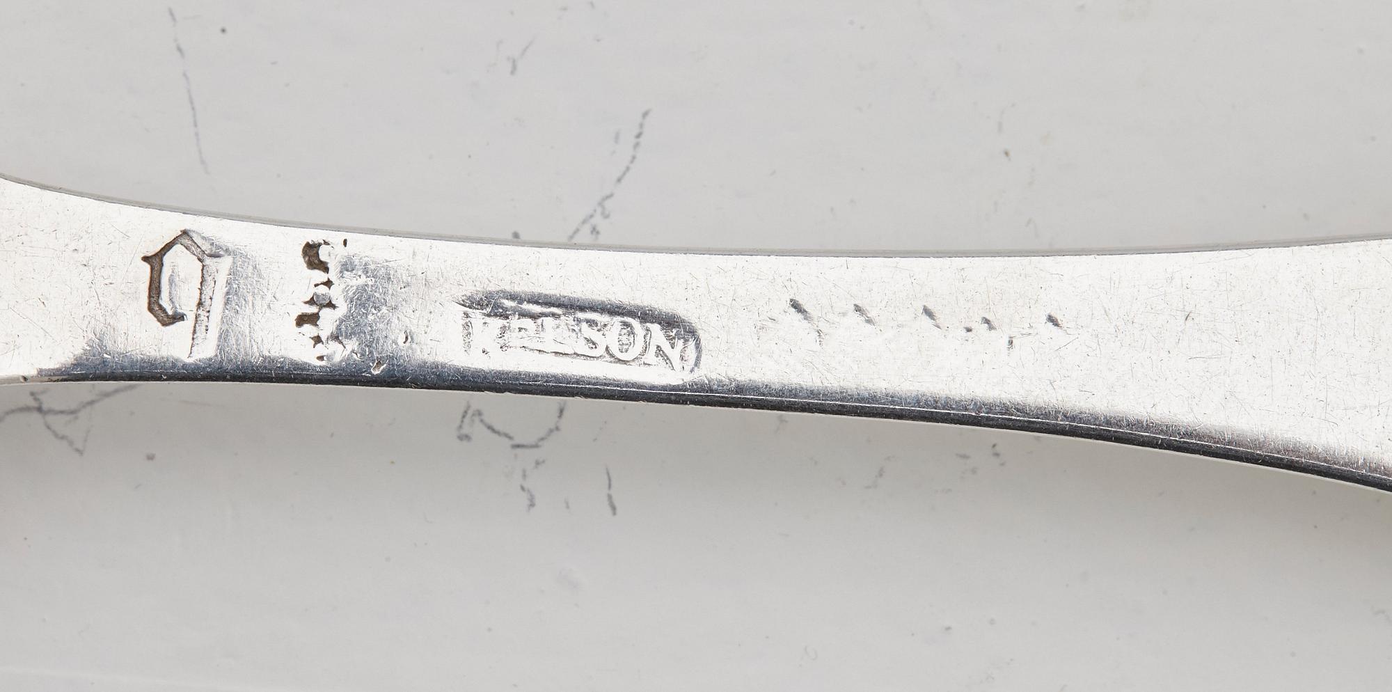 A set of six Swedish 18th century silver dinner-forks, mark of Kilian Kelson, Stockholm 1752-1754.