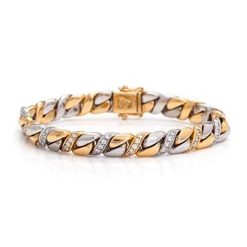 Armband, 18K guld/ vitguld med briljantslipade diamanter totalt ca 1.07 ct.