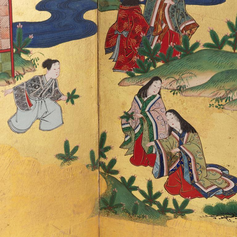 Skärm, åtta delar, Japan, Meiji (1868-1912).