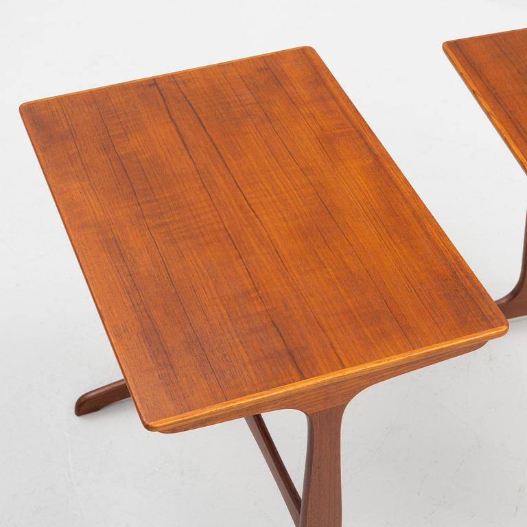 Ole Wanscher, a three-piece nesting table, A.J. Iwersen, Copenhagen, Denmark, mid 20th century.