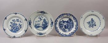 TERRIN samt TALLRIKAR 6 st, porslin, Kina. 1700/1800-tal.