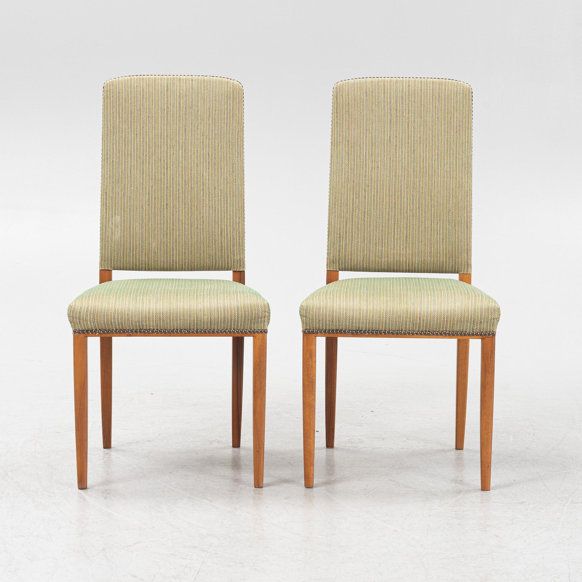 Carl Malmsten, six 'Gustavus' walnut chairs, Åfors, second part of the 20th Century.