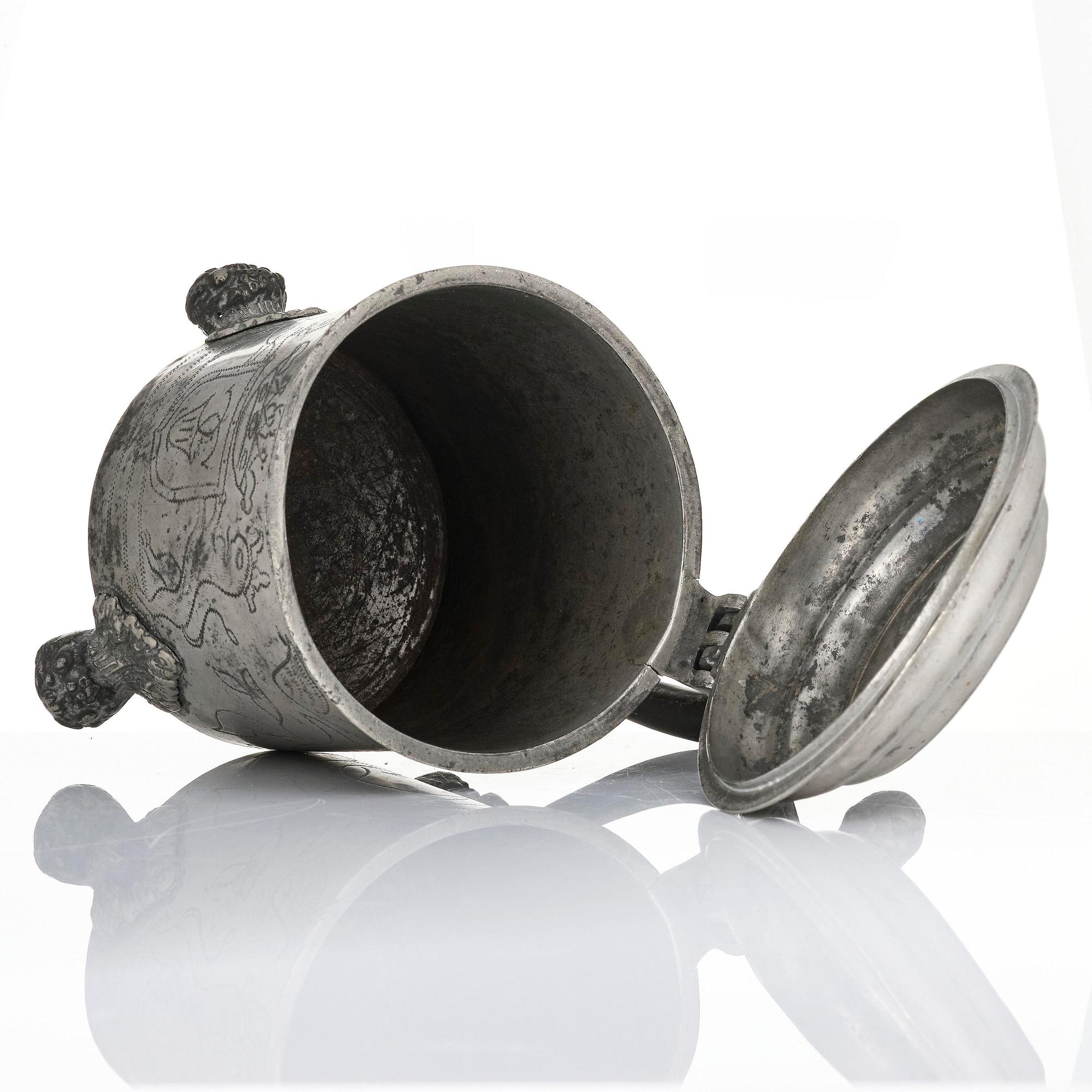 A pewter tankard by G. Östling, Vimmerby 1777.