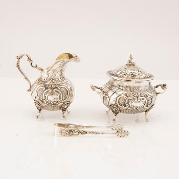 A Swdish 20th century sugar and cream set 4 pieces silver 1950s, weight total 414 grams.